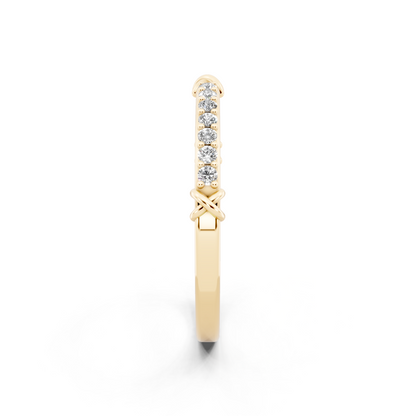 Aveline Kissline Pave Band in Yellow Gold Tone with White Stone Brilliance