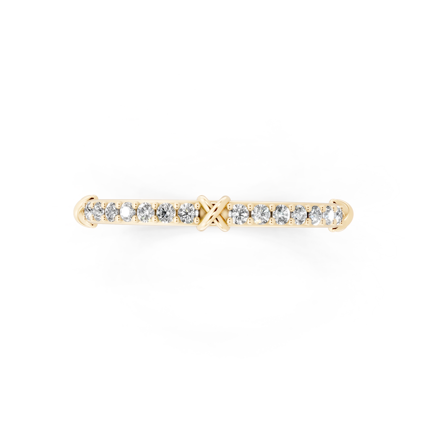 Aveline Kissline Pave Band in Yellow Gold Tone with White Stone Brilliance