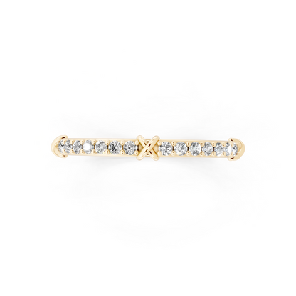 Aveline Kissline Pave Band in Yellow Gold Tone with White Stone Brilliance