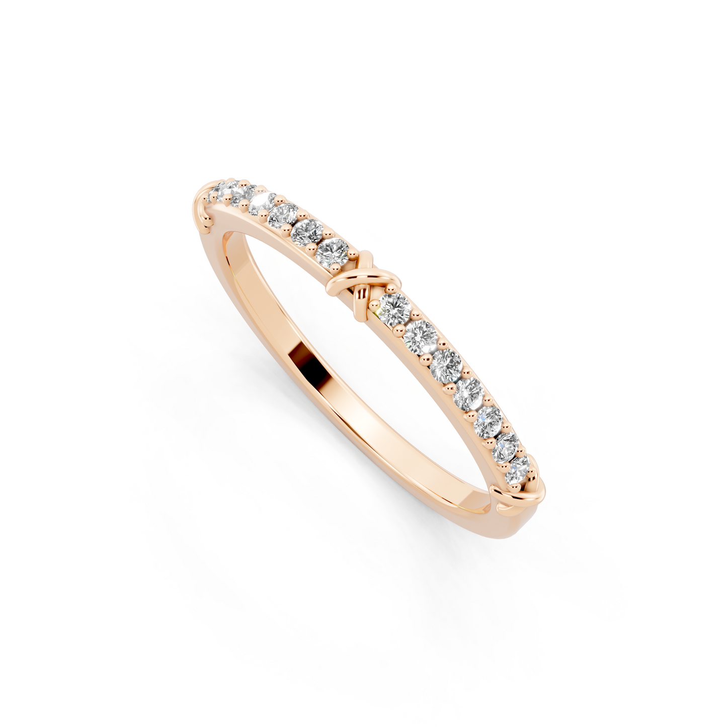 Aveline Kissline Pave Band in Rose Gold Tone with White Stone Brilliance