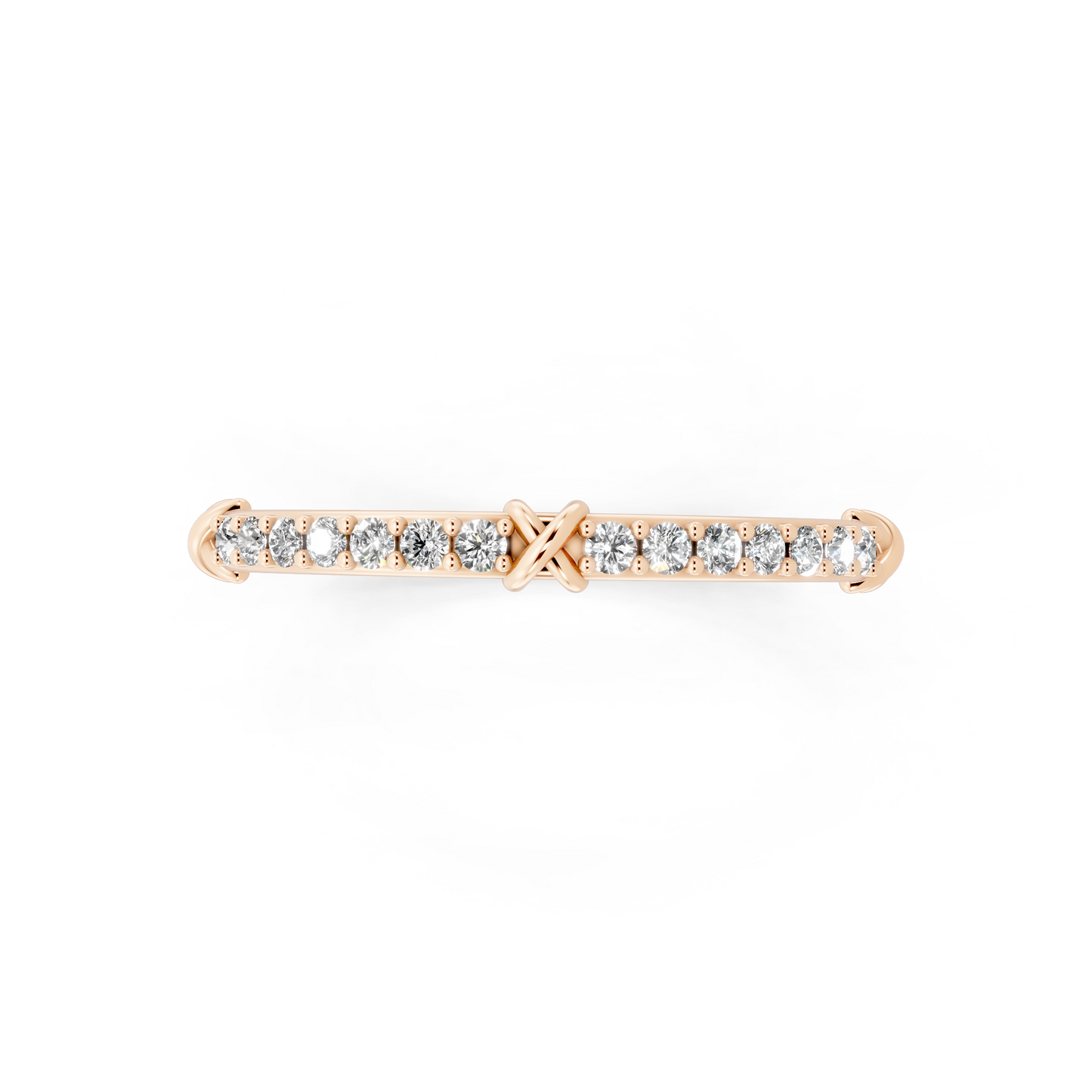 Aveline Kissline Pave Band in Rose Gold Tone with White Stone Brilliance
