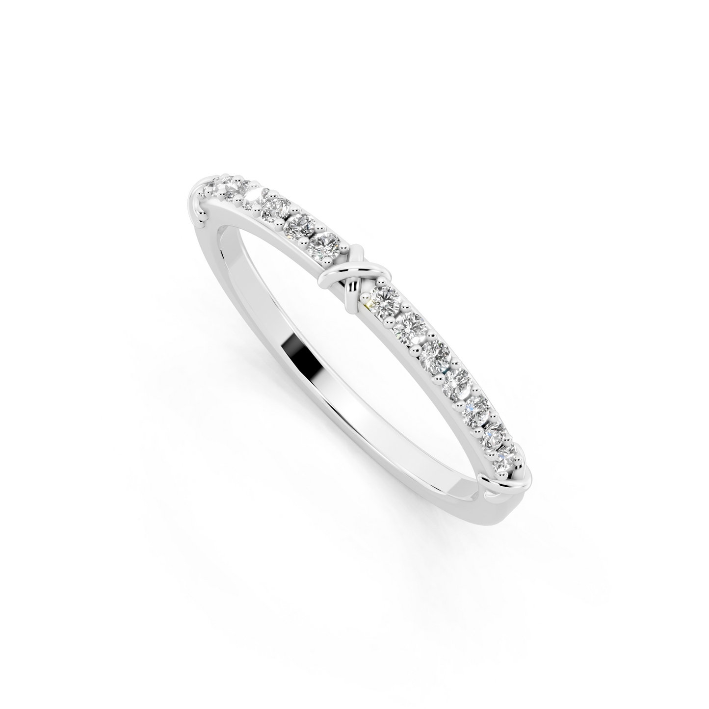 Aveline Kissline Pave Band in White Gold Tone with White Stone Brilliance
