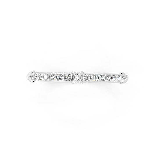 Aveline Kissline Pave Band in White Gold Tone with White Stone Brilliance