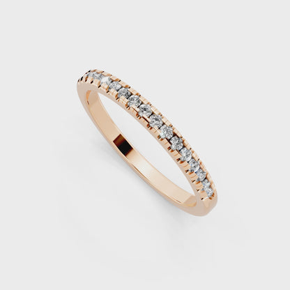 Minimalist Slim Round Brilliant Cut Lab Grown Diamond Ring in Rose Gold Tone Everyday Luxury Band