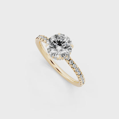 Round Pave Solitaire Ring in  Gold Tone