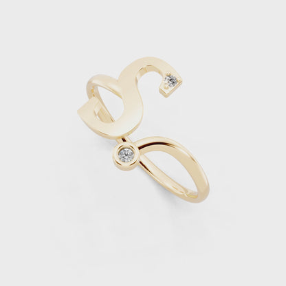 Modern Bypass Statement Ring  with Elegant White Stones