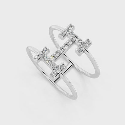 White Gold Tone Lab Grown Diamond Cross Ring Premium Open Statement Ring for Women By RJH