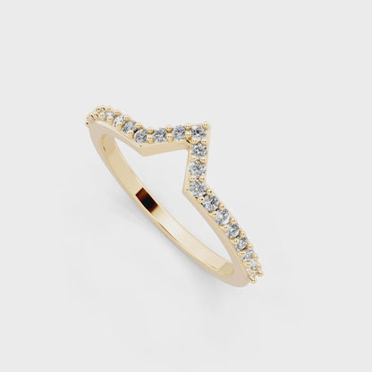 Elegant V-Shaped Yellow Gold Tone Chevron Lab Grown Diamond Ring by RJH