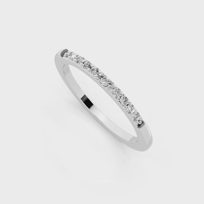 Minimal White Gold Tone Half Eternity Style Band Ring with Refined White Sparkle