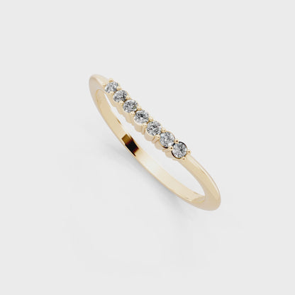 Yellow Gold Tone Curved  Band Ring - Elegant Stackable Everyday Luxury