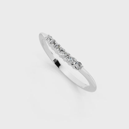 White Gold Tone Curved  Band Ring - Elegant Stackable Everyday Luxury