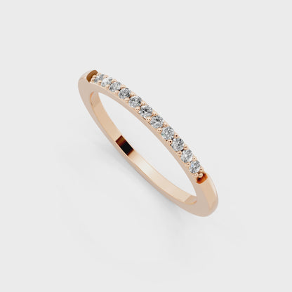 Minimal Rose Gold Tone Half Eternity Style Band Ring with Refined White Sparkle