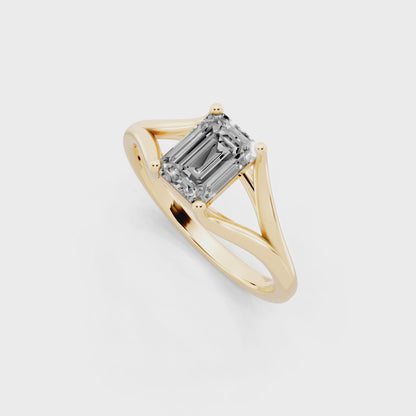 Architectural crossover solitaire-style ring