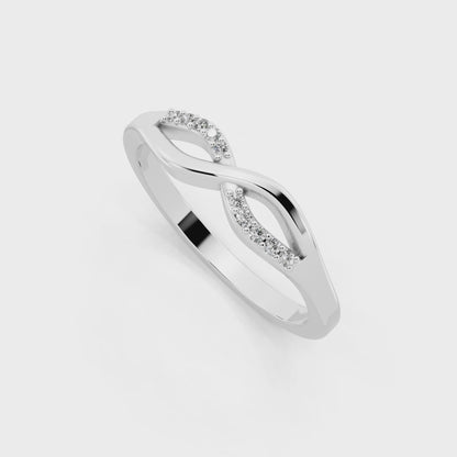 Aveline Infinity Crossover Ring in White Gold Tone with White Stone Brilliance
