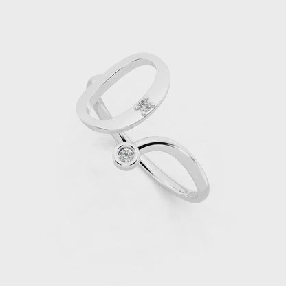 White Gold Sculptural Open Diamond Ring - Modern Statement Elegance
