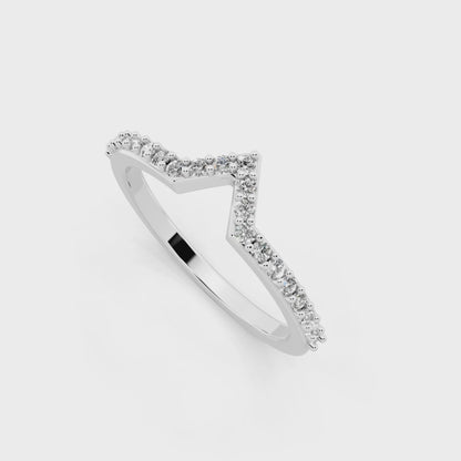 Elegant V-Shaped White Gold Tone Chevron Lab Grown Diamond Ring by RJH