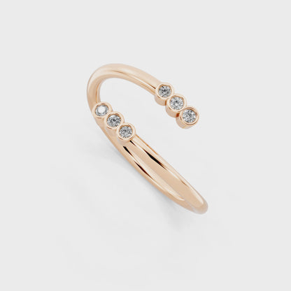 Elegant Open Cuff  Diamond Ring with Round Brilliant Stones