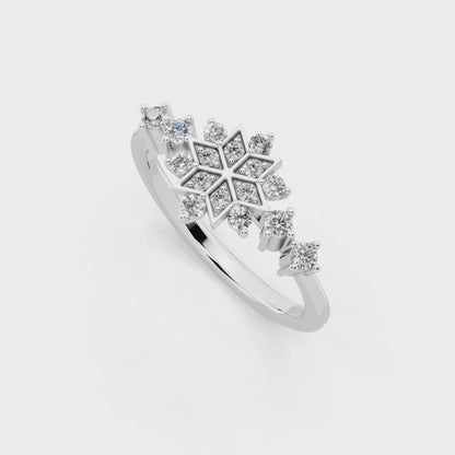 Premium Snowflake-Inspired Gold Tone Ring with Luminous White Stone Accent