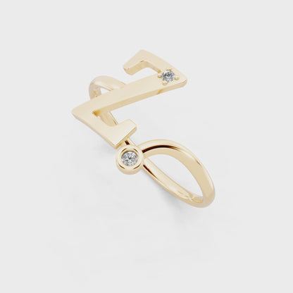 Modern  Gold Tone Statement Ring with Monogram-Inspired Z Design