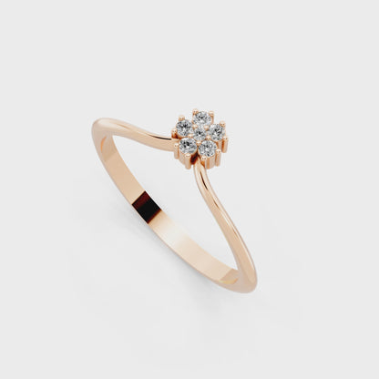 Romantic Floral Cluster Ring in Rose Gold Tone - Premium Everyday Elegance