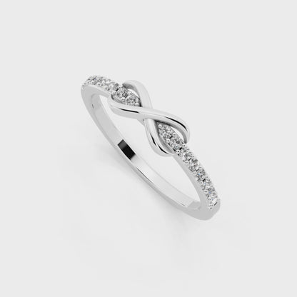 White Gold Tone Infinity Crossover Lab Grown Diamond Fashion Ring