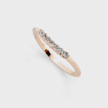 Rose Gold Tone Curved  Band Ring - Elegant Stackable Everyday Luxury