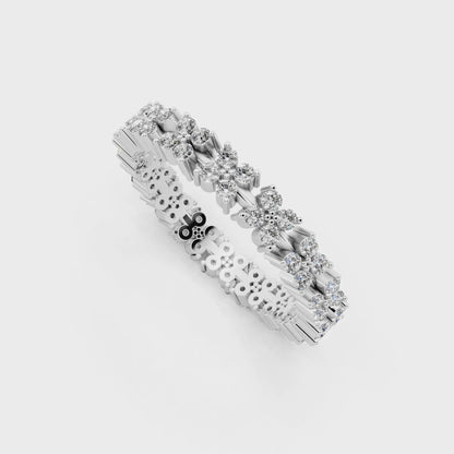 Floréa Radiant Eternity Band in White  Gold Tone with White Floral Stone Brilliance