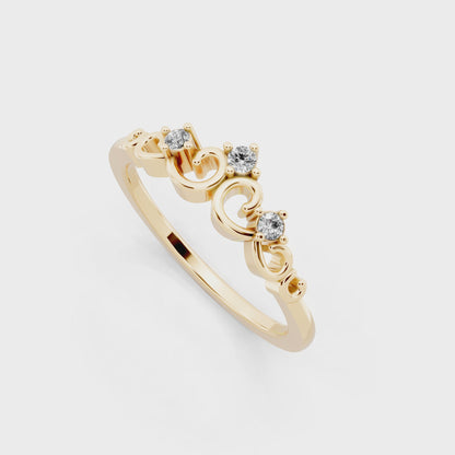 Elegant Yellow Gold Tone Vintage-Inspired Scroll Band Ring for Women