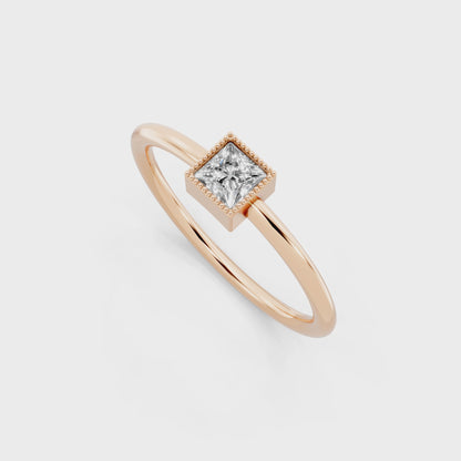 Luxury Rose Gold Tone Princess Cut Lab Grown Diamond Ring Minimal Elegant Statement by RJH