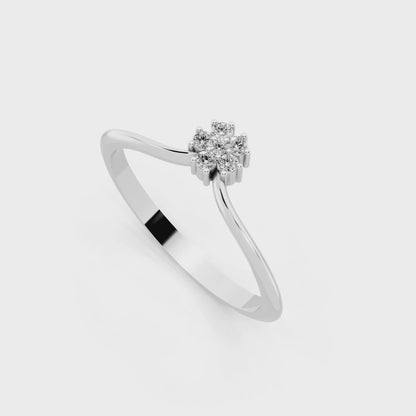 Romantic Floral Cluster Ring in White Gold Tone - Premium Everyday Elegance