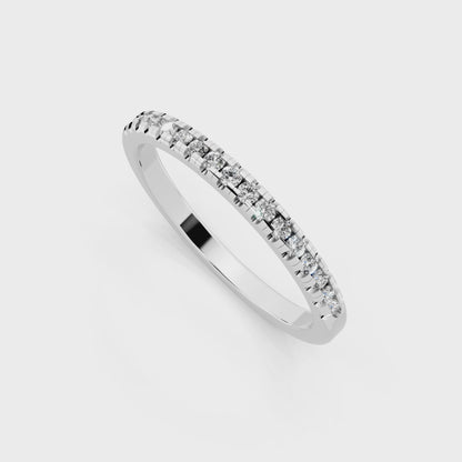 Minimalist Slim Round Brilliant Cut Lab Grown Diamond Ring in White Gold Tone Everyday Luxury Band