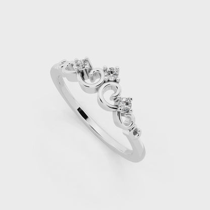 Elegant White Gold Tone Vintage-Inspired Scroll Band Ring for Women