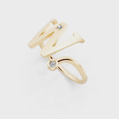 Geometric Gold Tone Open Ring with Sculptural Zigzag Design