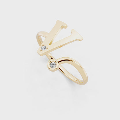 Modern Statement Ring  with Round White Stone Detail
