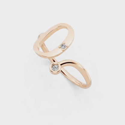 Rose Gold Sculptural Open Diamond Ring - Modern Statement Elegance