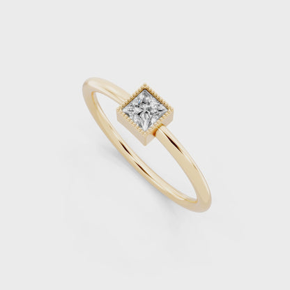 Luxury Yellow Gold Tone Princess Cut Lab Grown Diamond Ring Minimal Elegant Statement by RJH
