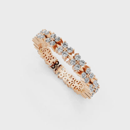 Floréa Radiant Eternity Band in Rose Gold Tone with White Floral Stone Brilliance