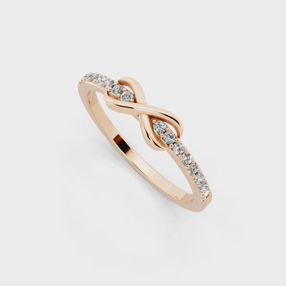 Rose Gold Tone Infinity Crossover Lab Grown Diamond Fashion Ring