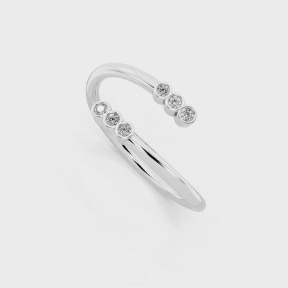 Elegant Open Cuff Lab Grown Diamond Ring with Round Brilliant Stones