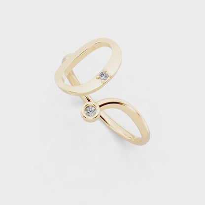 Yellow Gold Sculptural Open Diamond Ring - Modern Statement Elegance