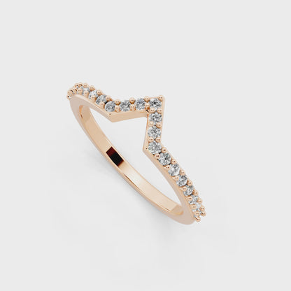 Elegant V-Shaped Rose Gold Tone Chevron Lab Grown Diamond Ring by RJH