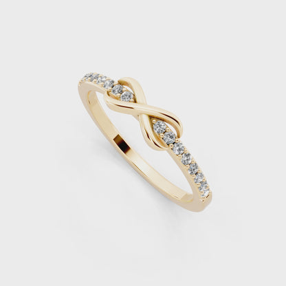 Yellow Gold Tone Infinity Crossover Lab Grown Diamond Fashion Ring