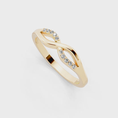 Aveline Infinity Crossover Ring in Yellow Gold Tone with White Stone Brilliance