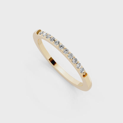 Minimal Yellow Gold Tone Half Eternity Style Band Ring with Refined White Sparkle