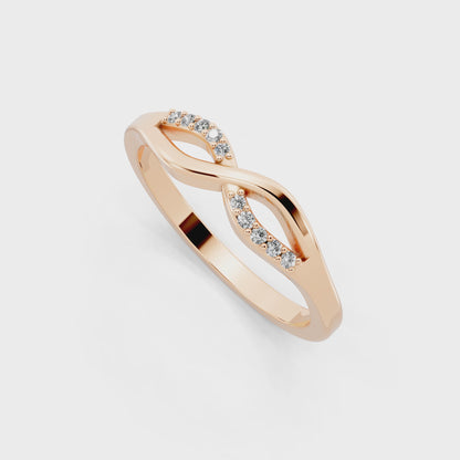 Aveline Infinity Crossover Ring in Rose Gold Tone with White Stone Brilliance