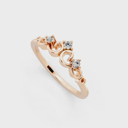 Elegant Rose Gold Tone Vintage-Inspired Scroll Band Ring for Women