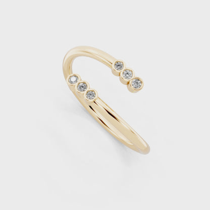 Elegant Open Cuff Lab Grown Diamond Ring with Round Brilliant Stones