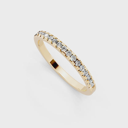 Minimalist Slim Round Brilliant Cut Lab Grown Diamond Ring in Yellow Gold Tone Everyday Luxury Band