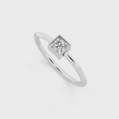 Luxury White Gold Tone Princess Cut Lab Grown Diamond Ring Minimal Elegant Statement by RJH