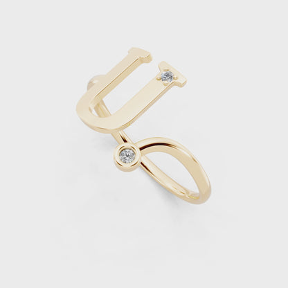 Aveline U-Frame Open Ring with White Stone Accents